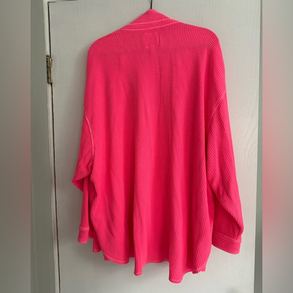 Aerie Bright Pink Button-Up Shirt - Picture 4 of 5
